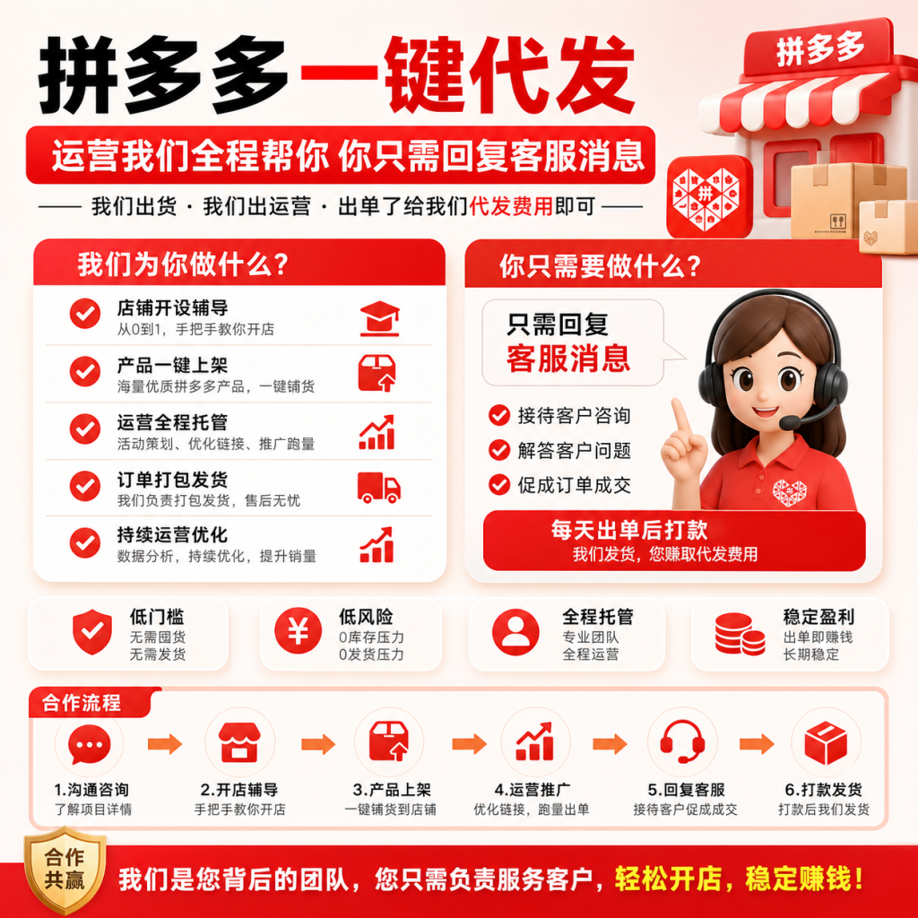 拼多多一键代发·全程托管开店项目介绍-疾晨网络科技工作室