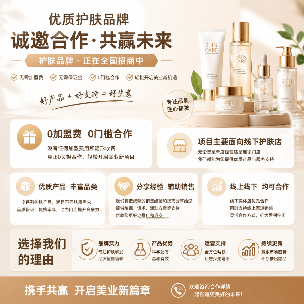 自有护肤产品｜零加盟费门店铺货招商项目介绍-疾晨网络科技工作室